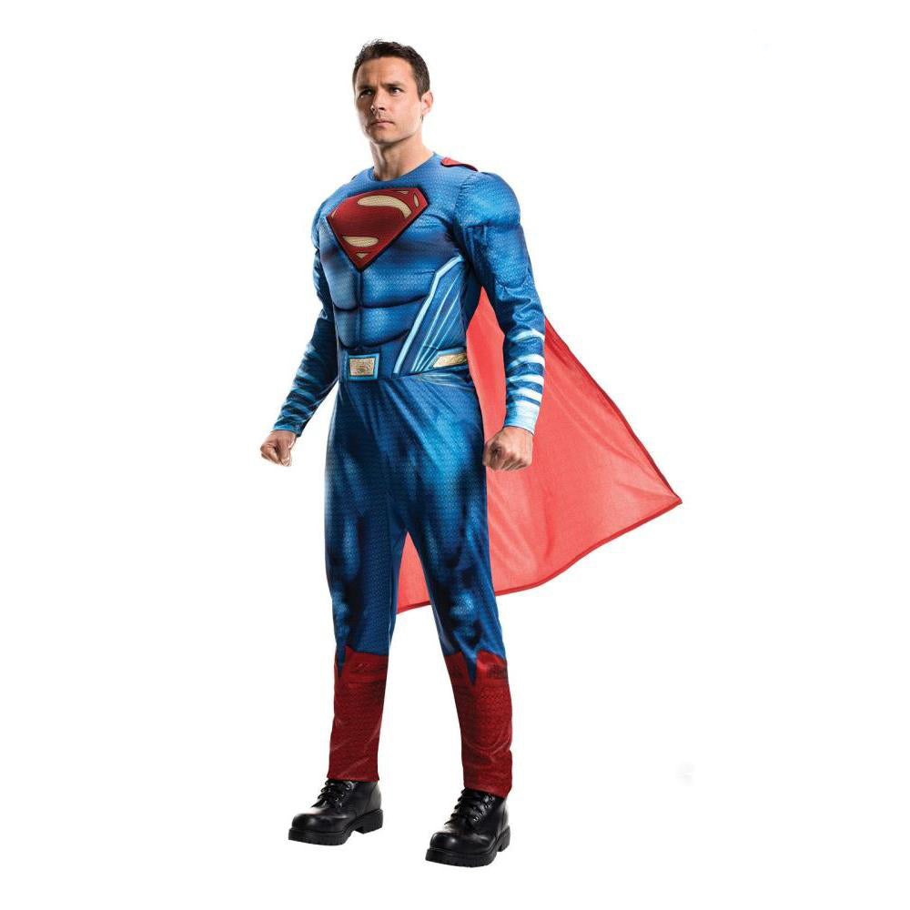 Superman Costume for Men Deluxe Muscle Chest DC Comics Jumpsuit with Cape