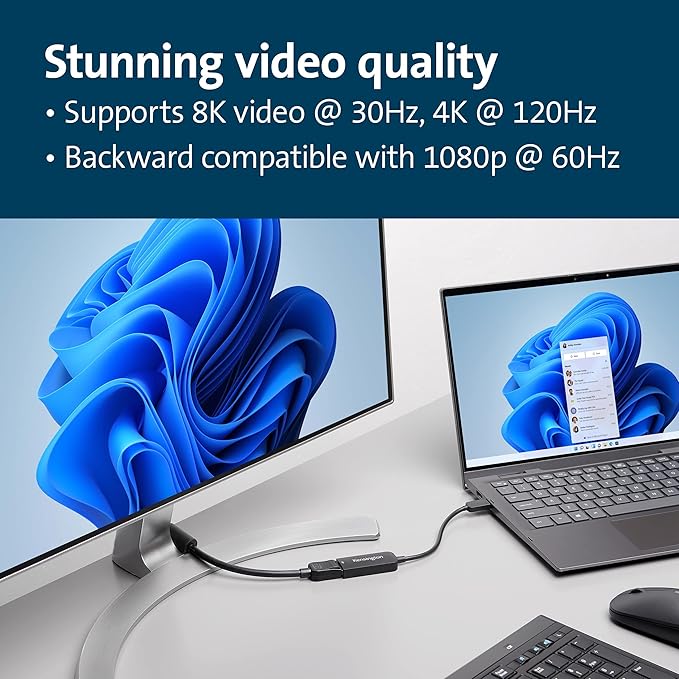 Kensington USB C to DisplayPort 1.4 Adapter Supports 4K, 8K Video, Thunderbolt 3/4 Port Compatible, CV5000DP