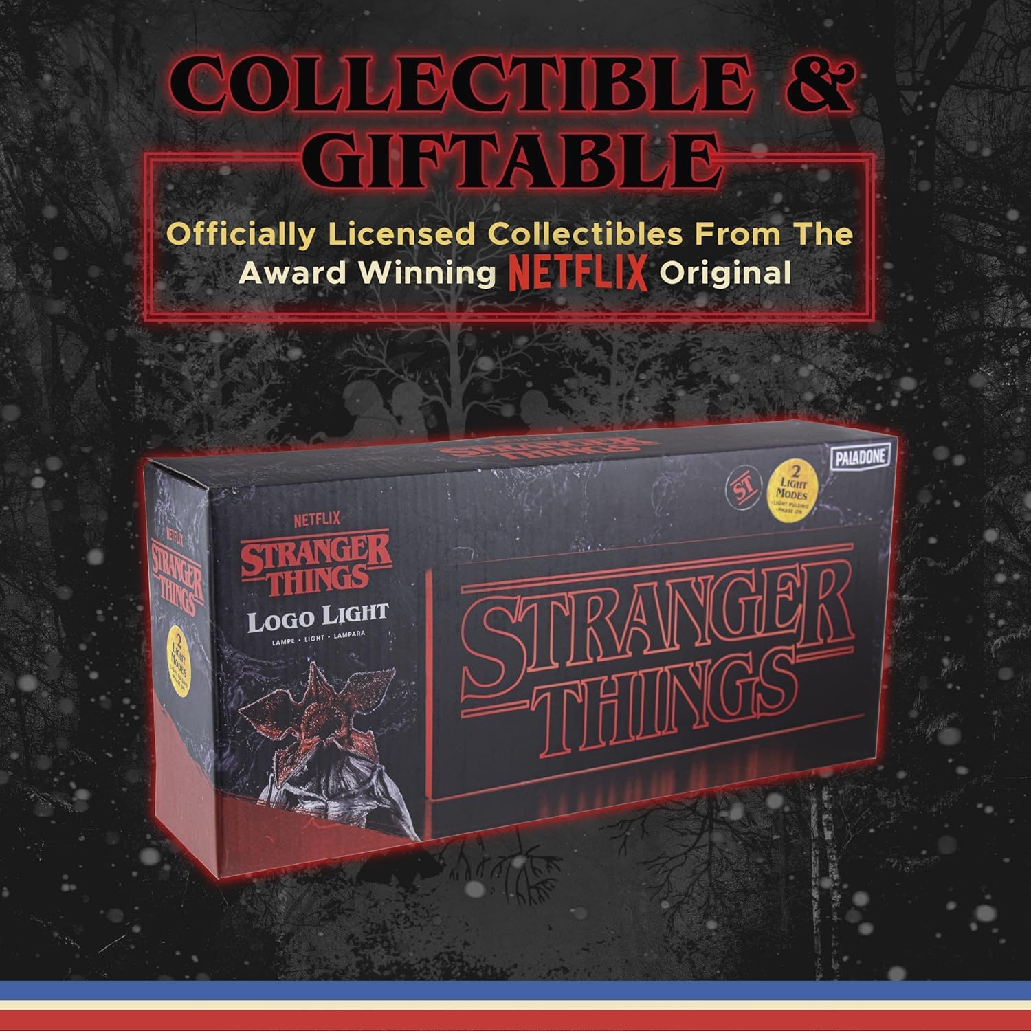 Paladone Stranger Things Logo Light, LED Tabletop Decorative Lamp, Battery Powered