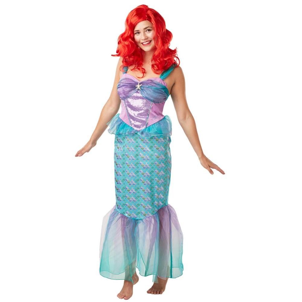 Ariel Deluxe Costume Adult Disney Little Mermaid Dress Tulle Fin Green Colour