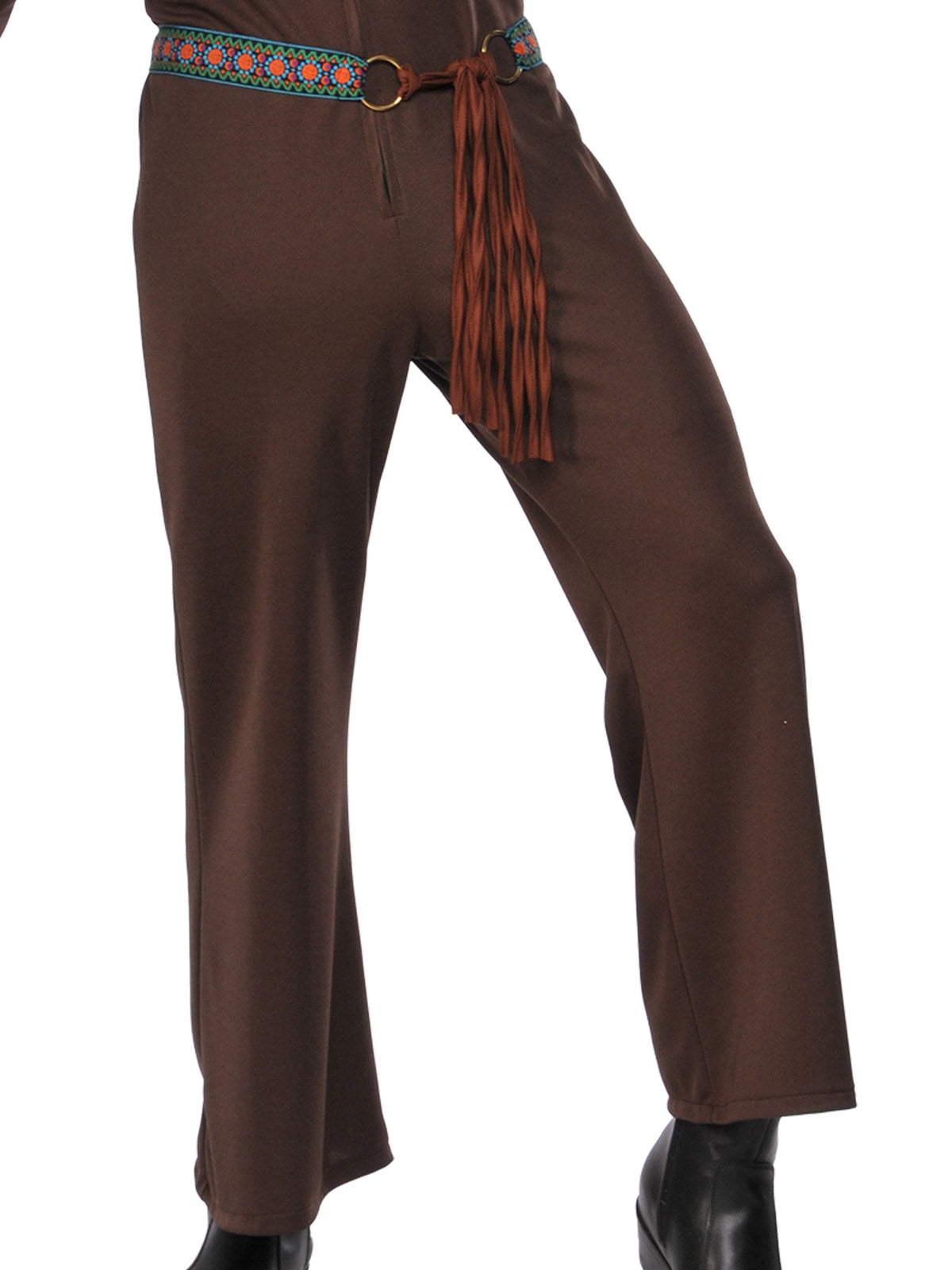 Adult 70's Guy Hippie Fancy Dress Costume Retro Woodstock Jumpsuit Outfit Multi Colour