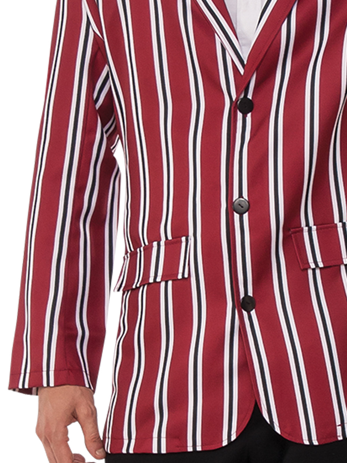 Men's 1920s Good Time Sam Costume – Red White Pinstripe Jacket with Hat and Bow Tie Red Colour