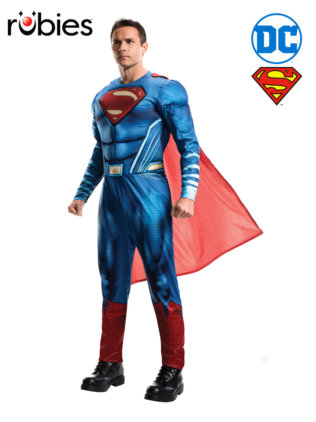 Superman Costume for Men Deluxe Justice League Muscle Chest Suit with Cape