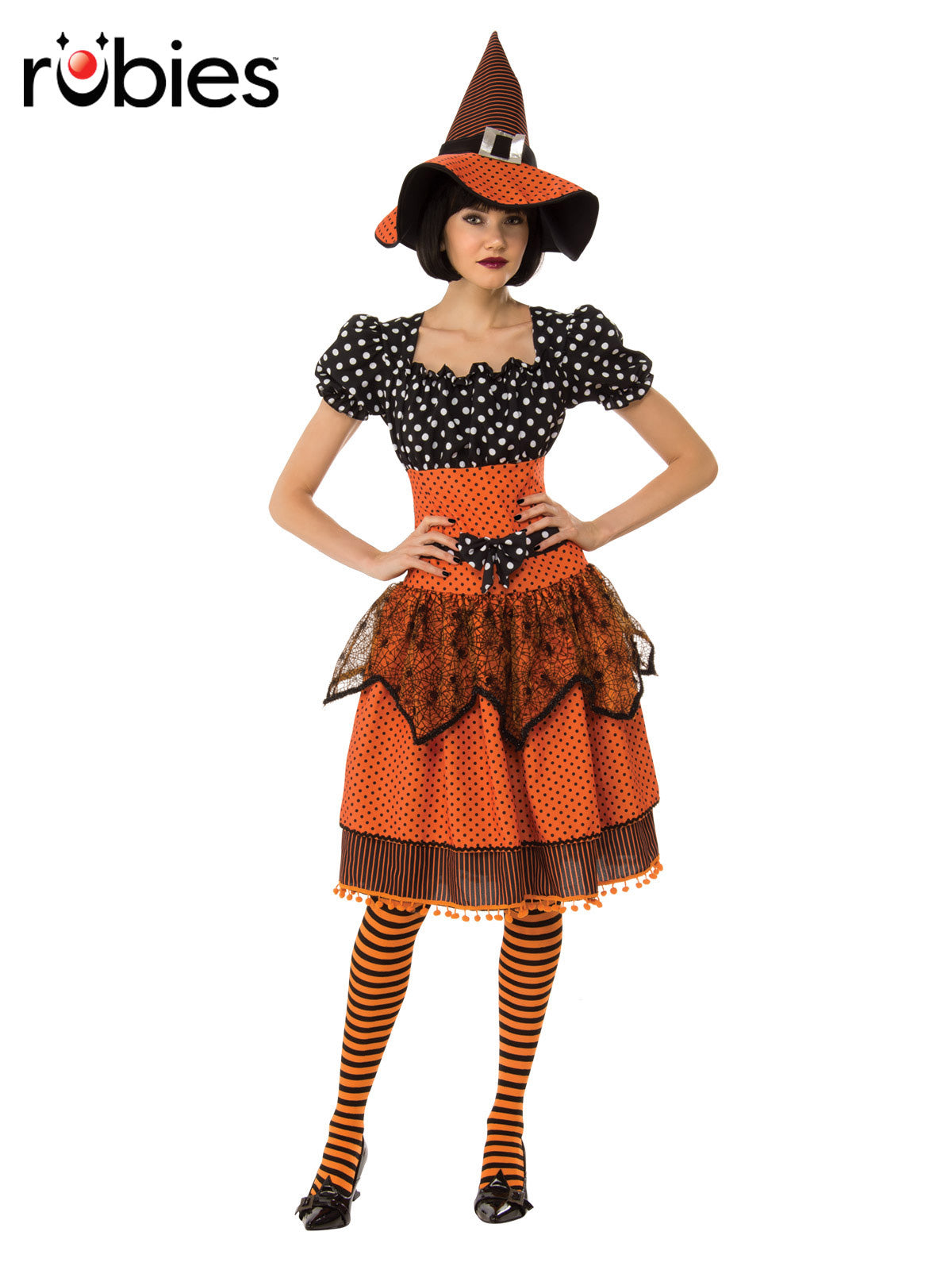 Polka Dot Witch Fun Colorful Halloween Costume with Hat