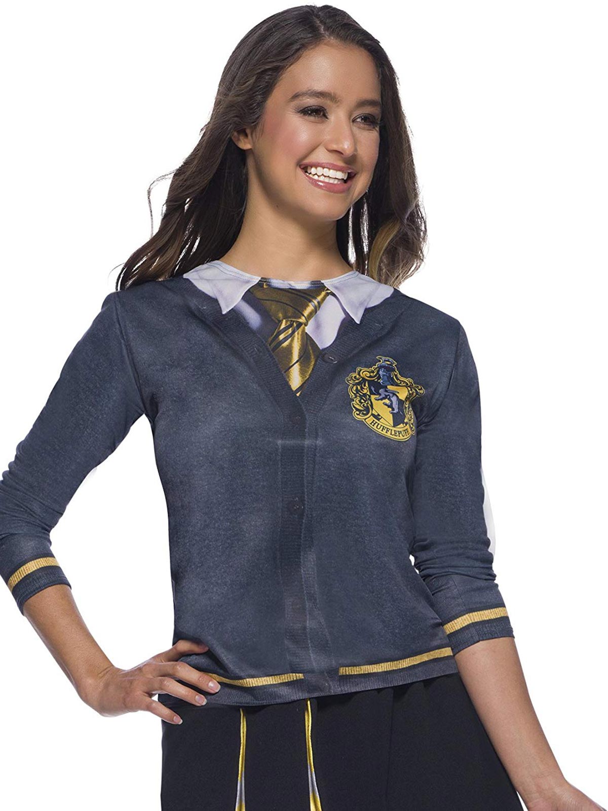 Hufflepuff Student Costume Top for Kids - Harry Potter Official Licensed Shirt with Emblem - Yellow & Black Colour