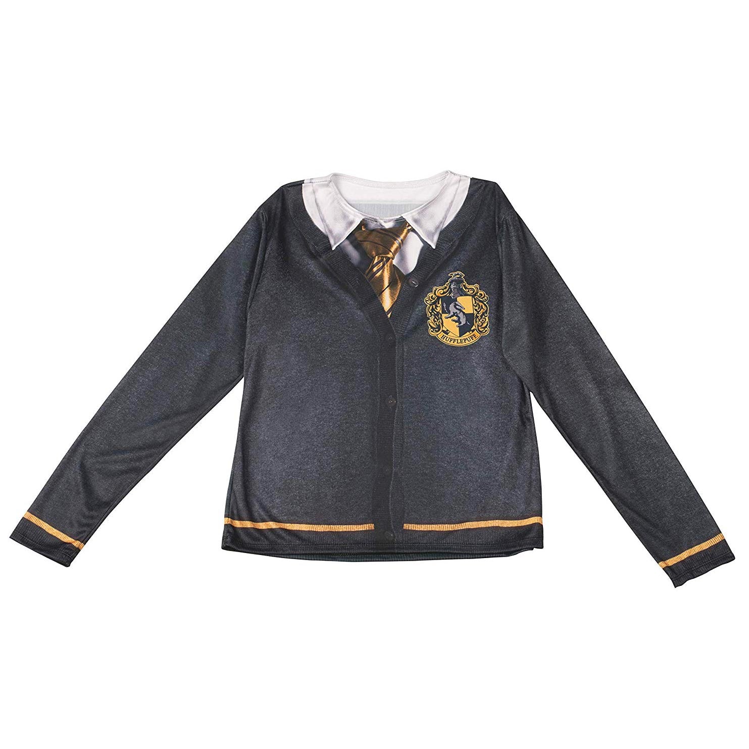 Hufflepuff Student Costume Top for Kids - Harry Potter Official Licensed Shirt with Emblem - Yellow & Black Colour