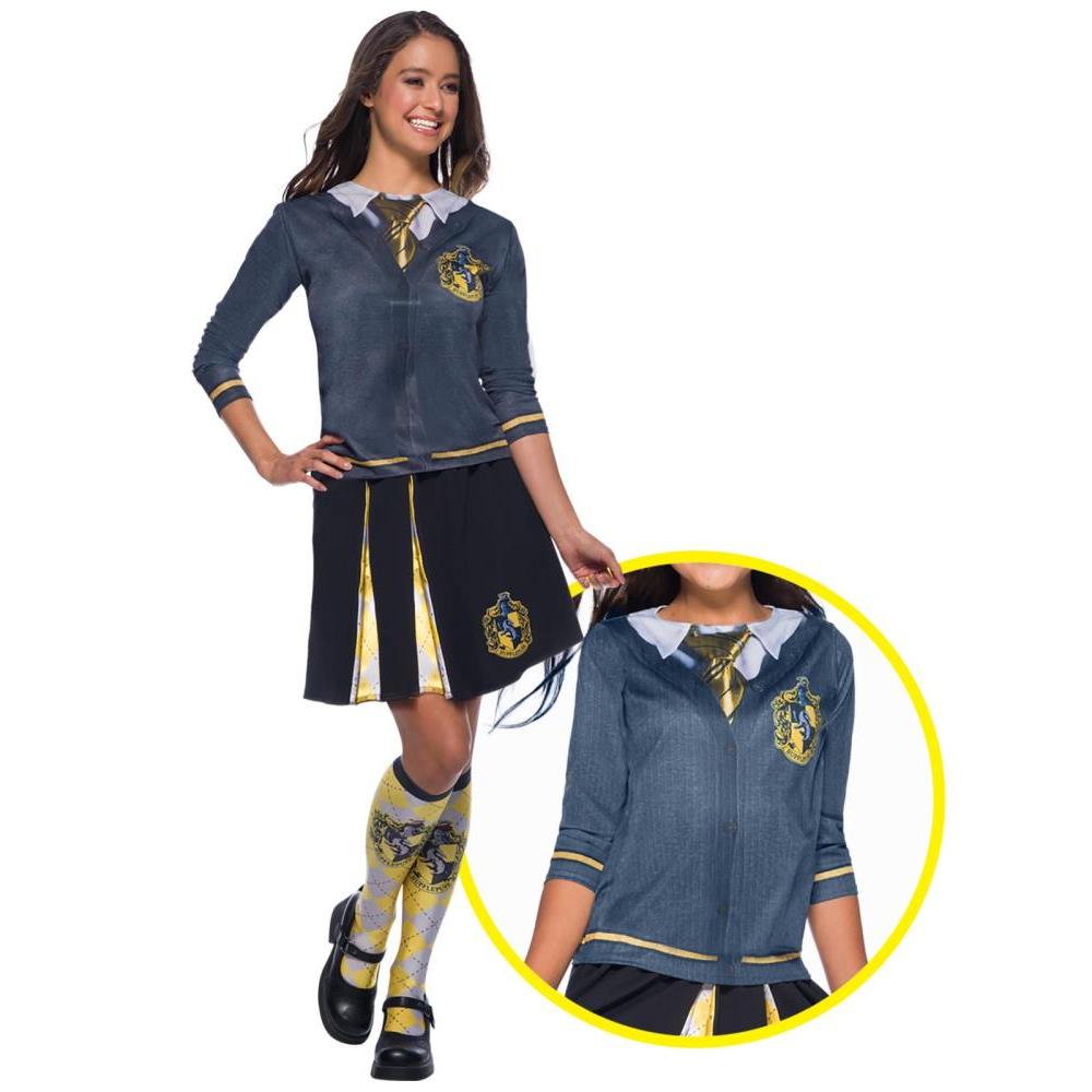Hufflepuff Student Costume Top for Kids - Harry Potter Official Licensed Shirt with Emblem - Yellow & Black Colour