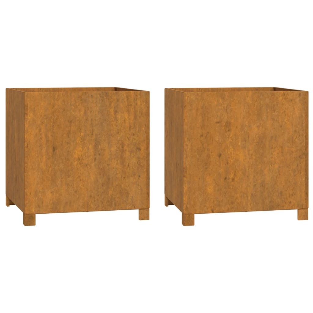 Planters with Legs 2 pcs Rusty 50x50x50 cm Corten Steel