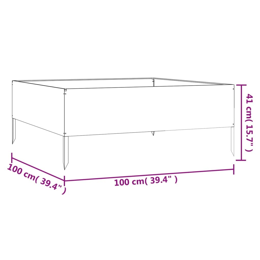 Garden Raised Bed 100x100x41 cm Corten Steel