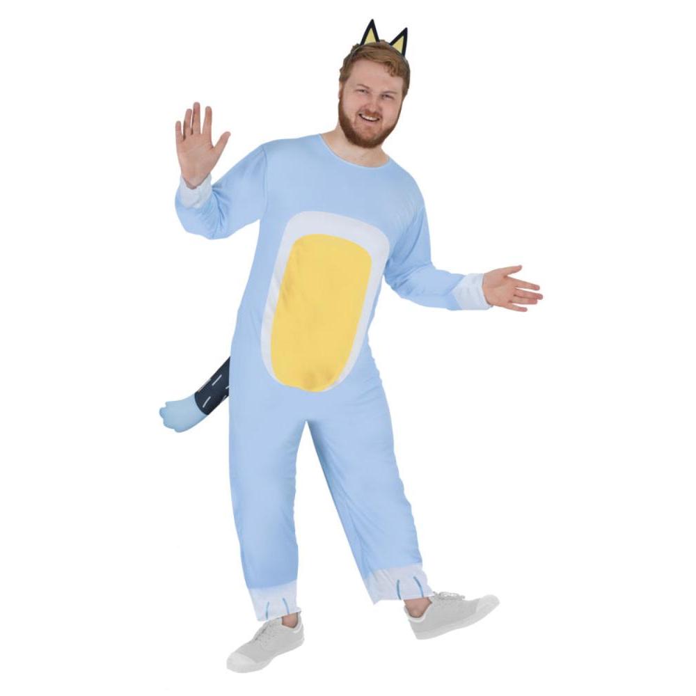 Bluey Bandit Dad Adult Costume – Official Licensed Jumpsuit with Tail and Ears Headband