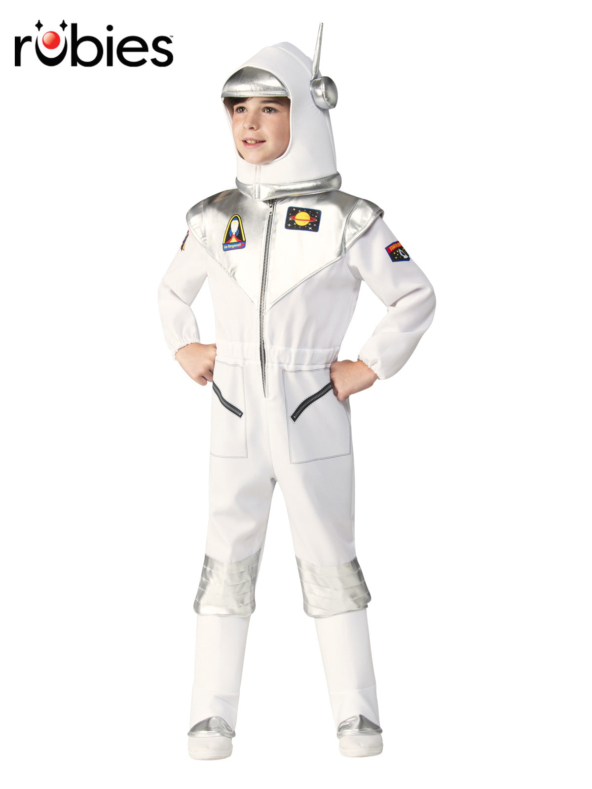 Astronaut Costume for Kids Space Suit with Helmet Patches Zip Front Jumpsuit