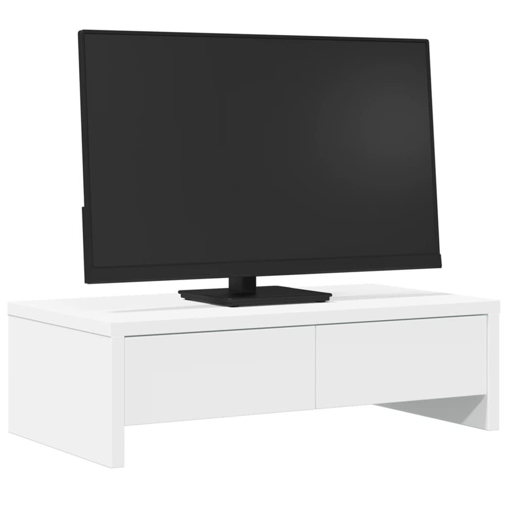Monitor Stand with Drawers White 50x27x15 cm Engineered Wood
