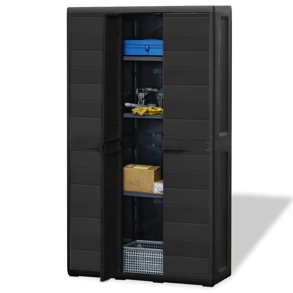 Garden Storage Cabinet with 4 Shelves Black