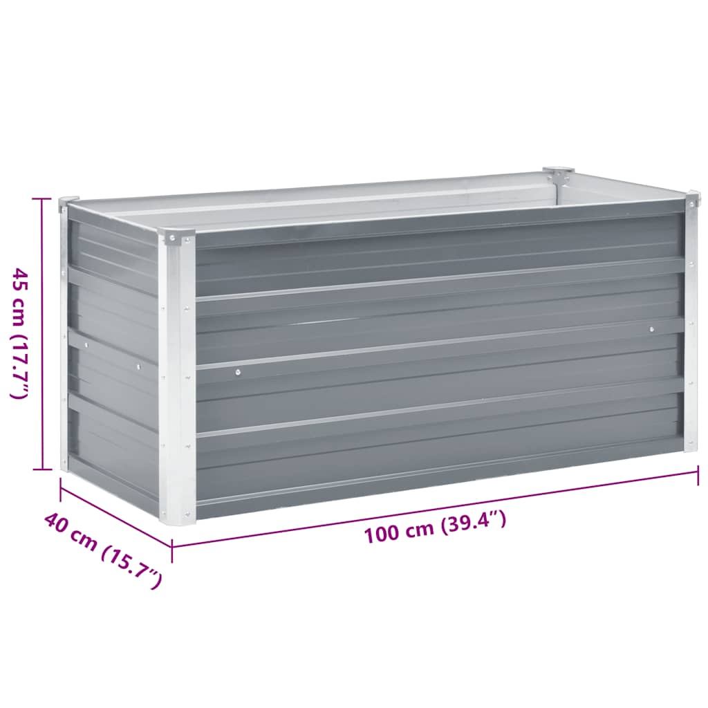 Garden Raised Bed Galvanised Steel 100x40x45 cm Grey