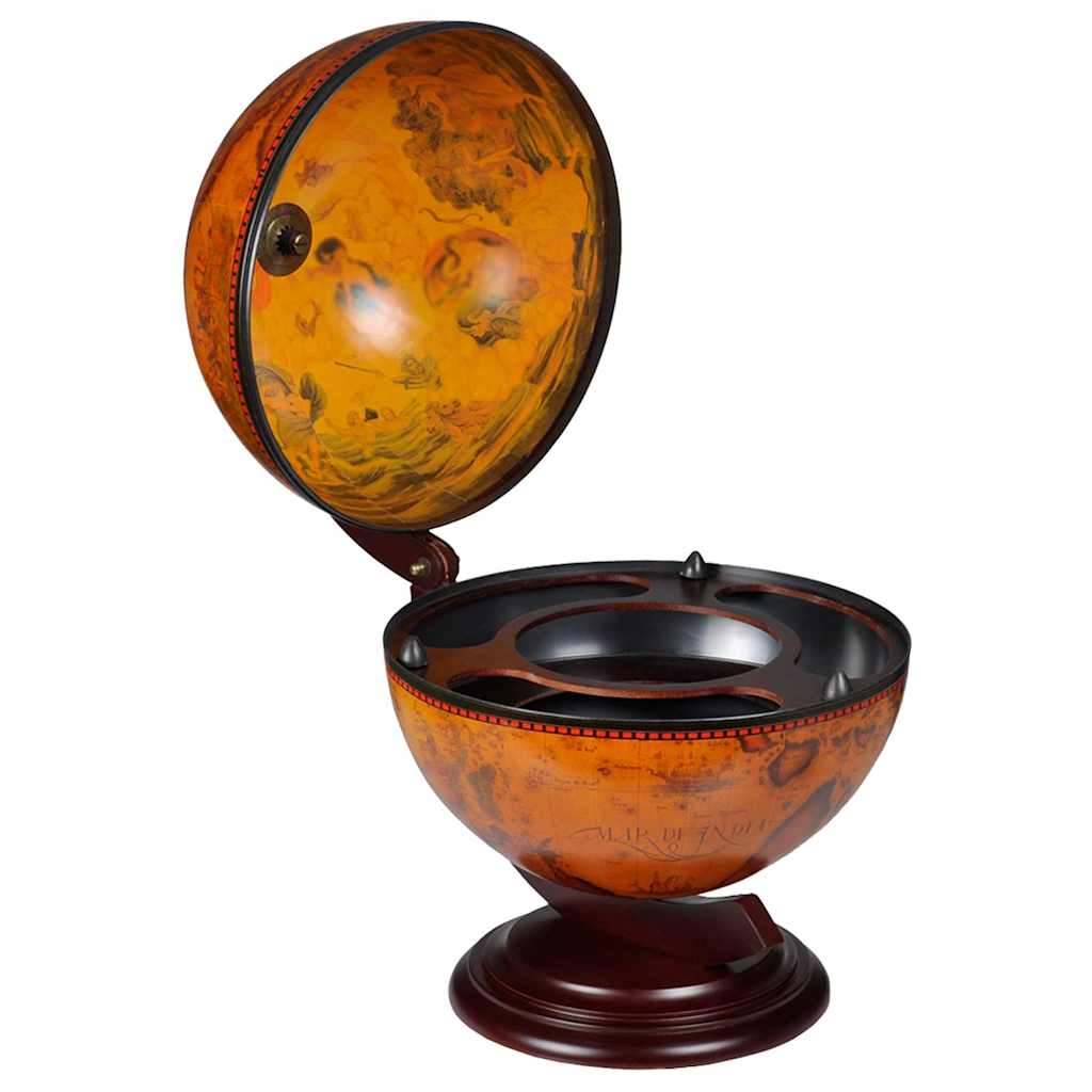 Tabletop Globe Bar Wine Stand Eucalyptus Wood