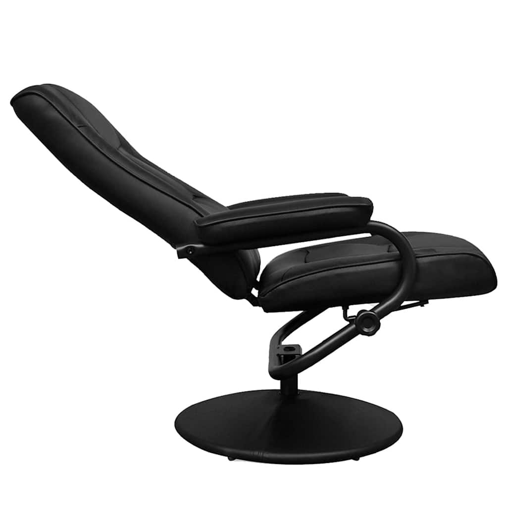 TV Armchair with Footstool Black Faux Leather