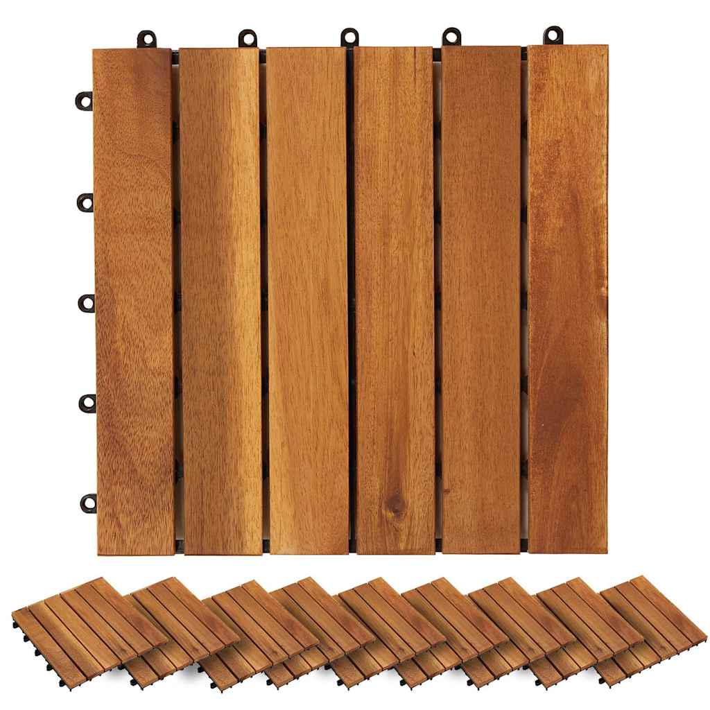 Decking Tiles Vertical Pattern 30 x 30 cm Acacia Set of 20