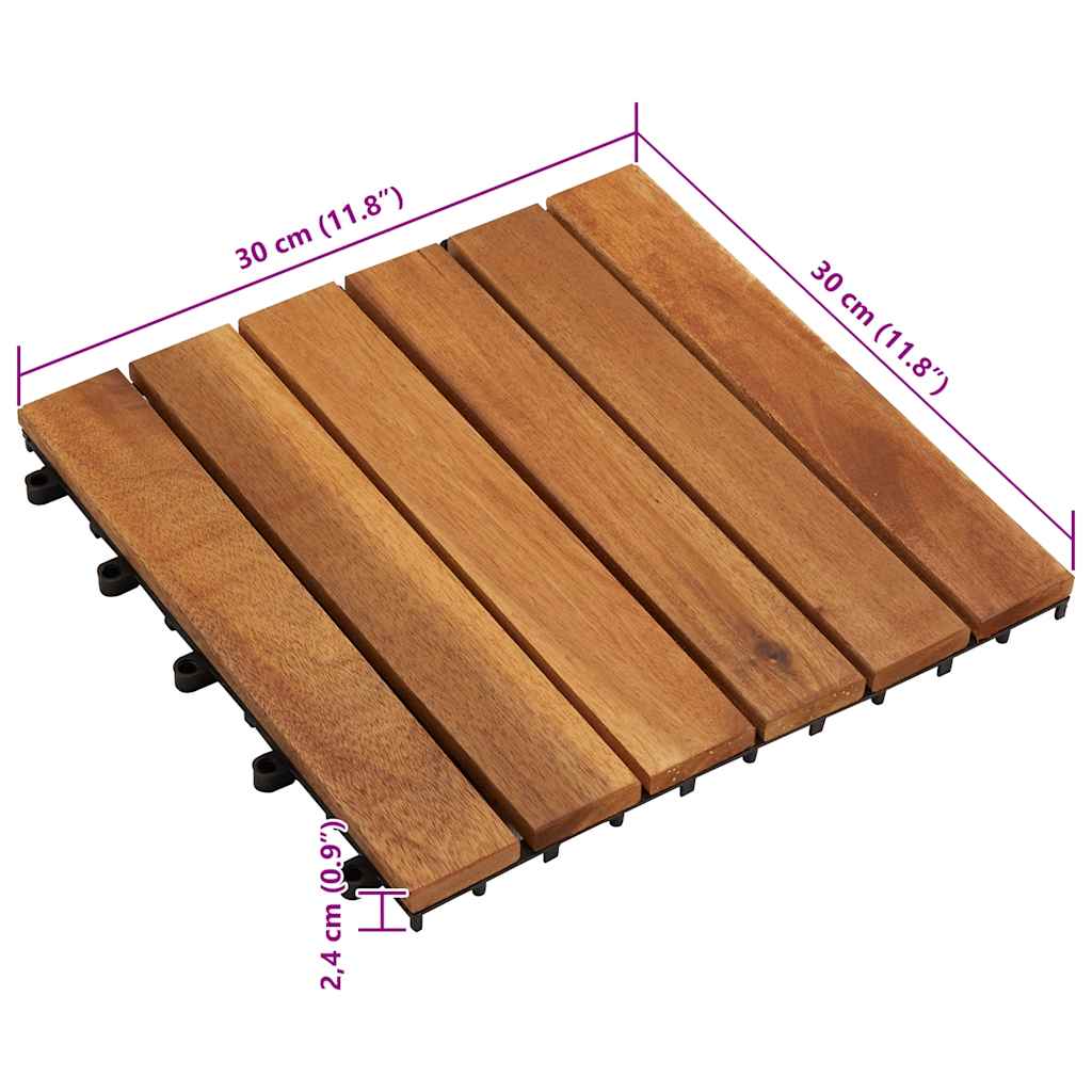 Decking Tiles Vertical Pattern 30 x 30 cm Acacia Set of 30