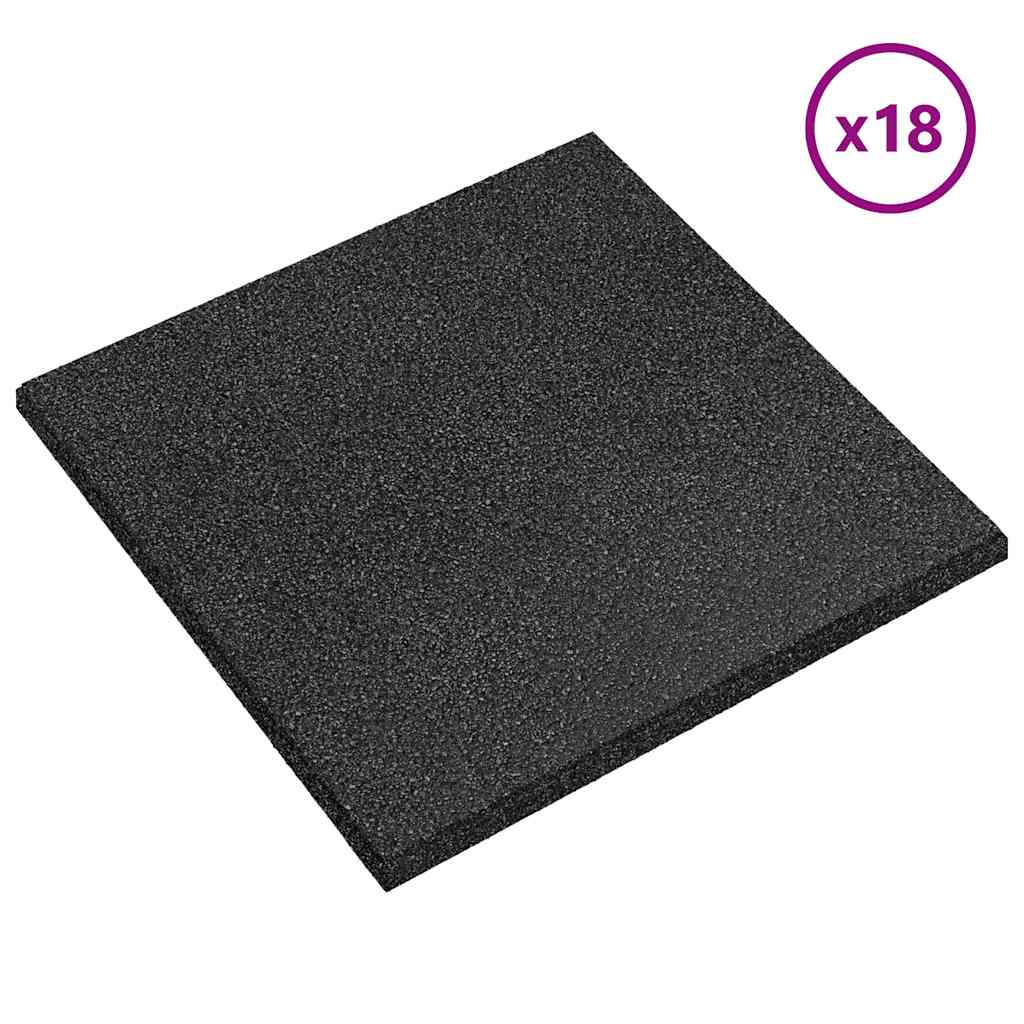Fall Protection Tiles 18 pcs Rubber 50x50x3 cm Black
