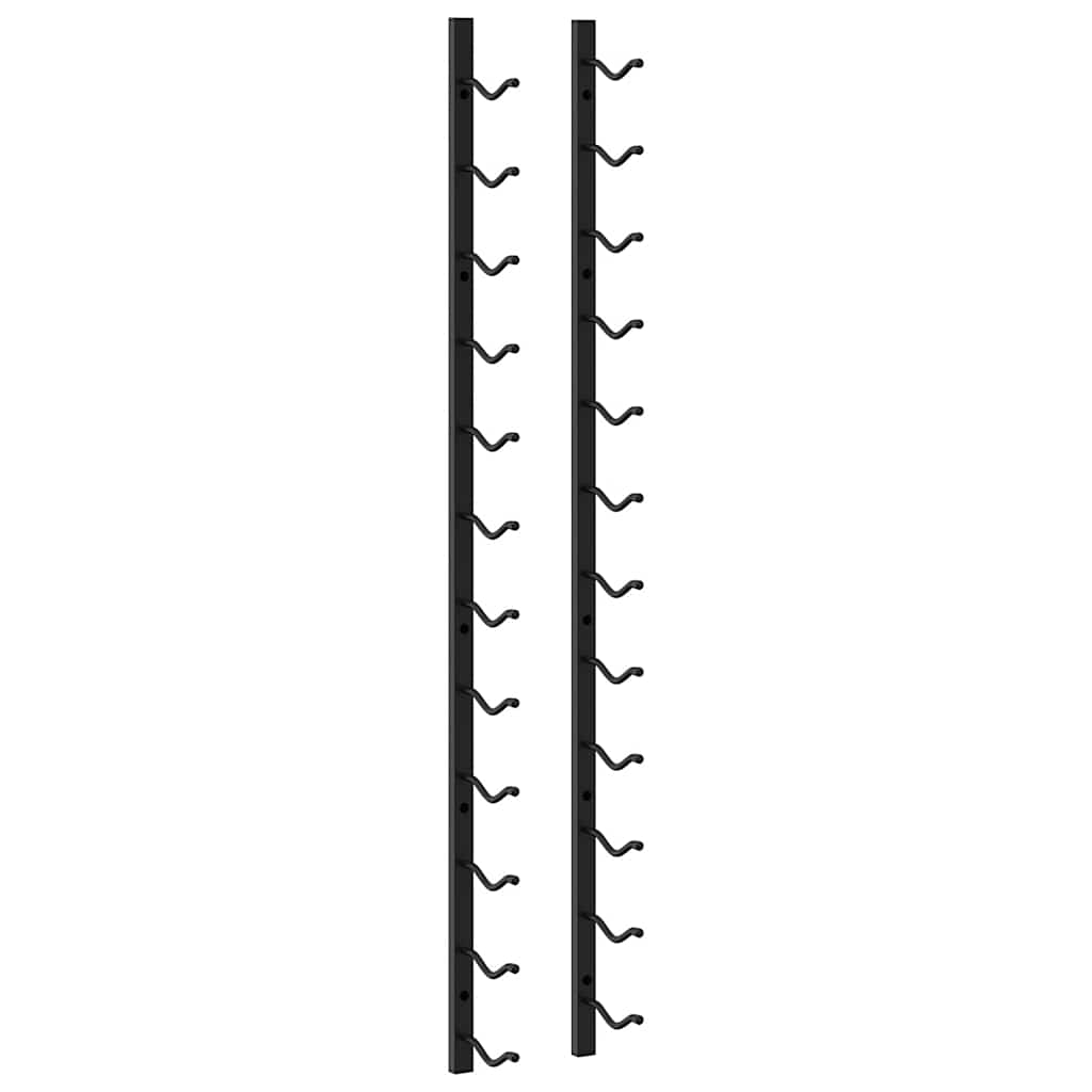 Wall Mounted Wine Rack for 12 Bottles Black Iron