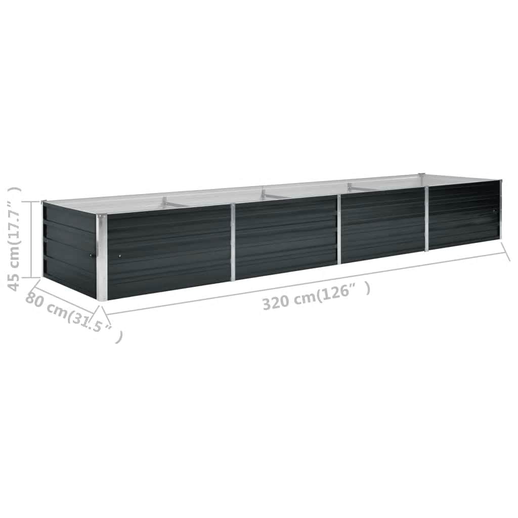 Garden Raised Bed Anthracite 320x80x45 cm Galvanised Steel