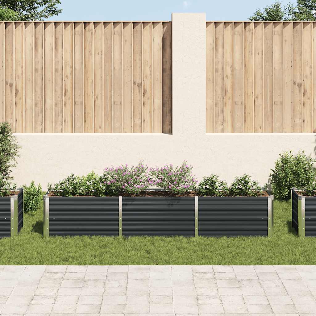 Garden Raised Bed Galvanised Steel 240x40x45 cm Anthracite