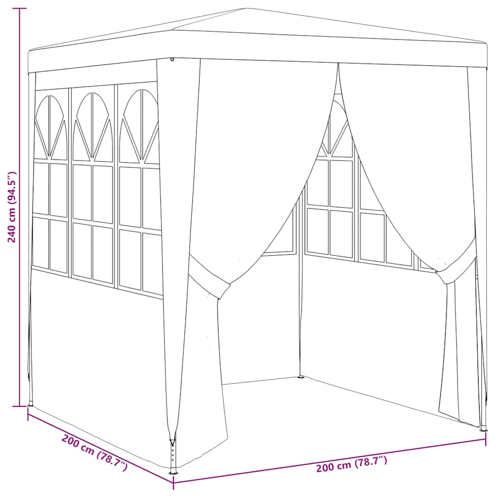 Professional Party Tent with Side Walls 2x2 m White 90 g/mÂ²