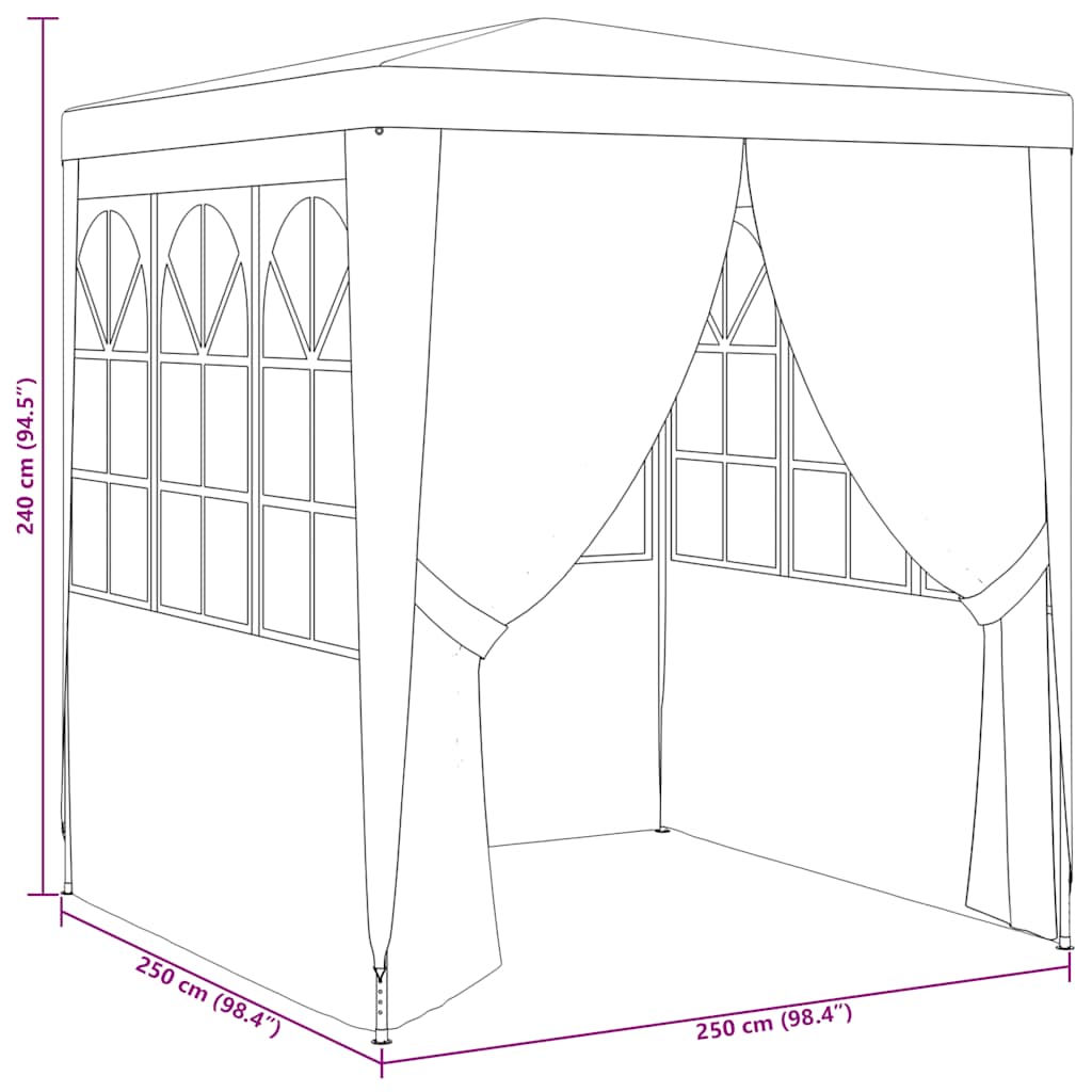 Professional Party Tent with Side Walls 2.5x2.5 m Anthracite 90 g/mÂ²