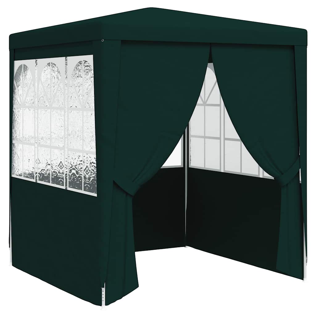 Professional Party Tent with Side Walls 2.5x2.5 m Green 90 g/mÂ²