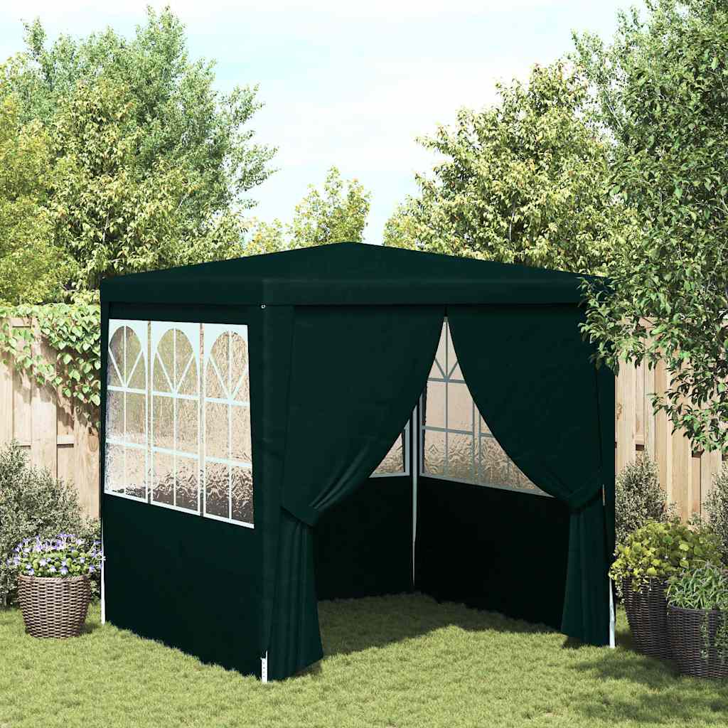 Professional Party Tent with Side Walls 2.5x2.5 m Green 90 g/mÂ²