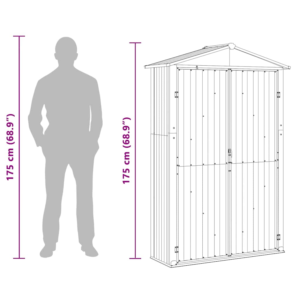 Garden Shed Grey 116x45x175 cm Galvanised Steel