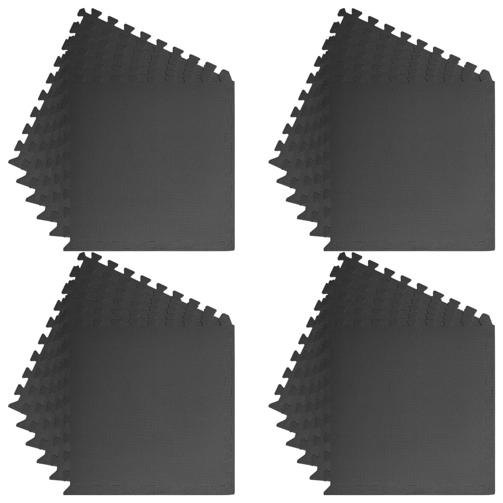 Floor Mats 24 pcs 8.64 mÂ² EVA Foam Black