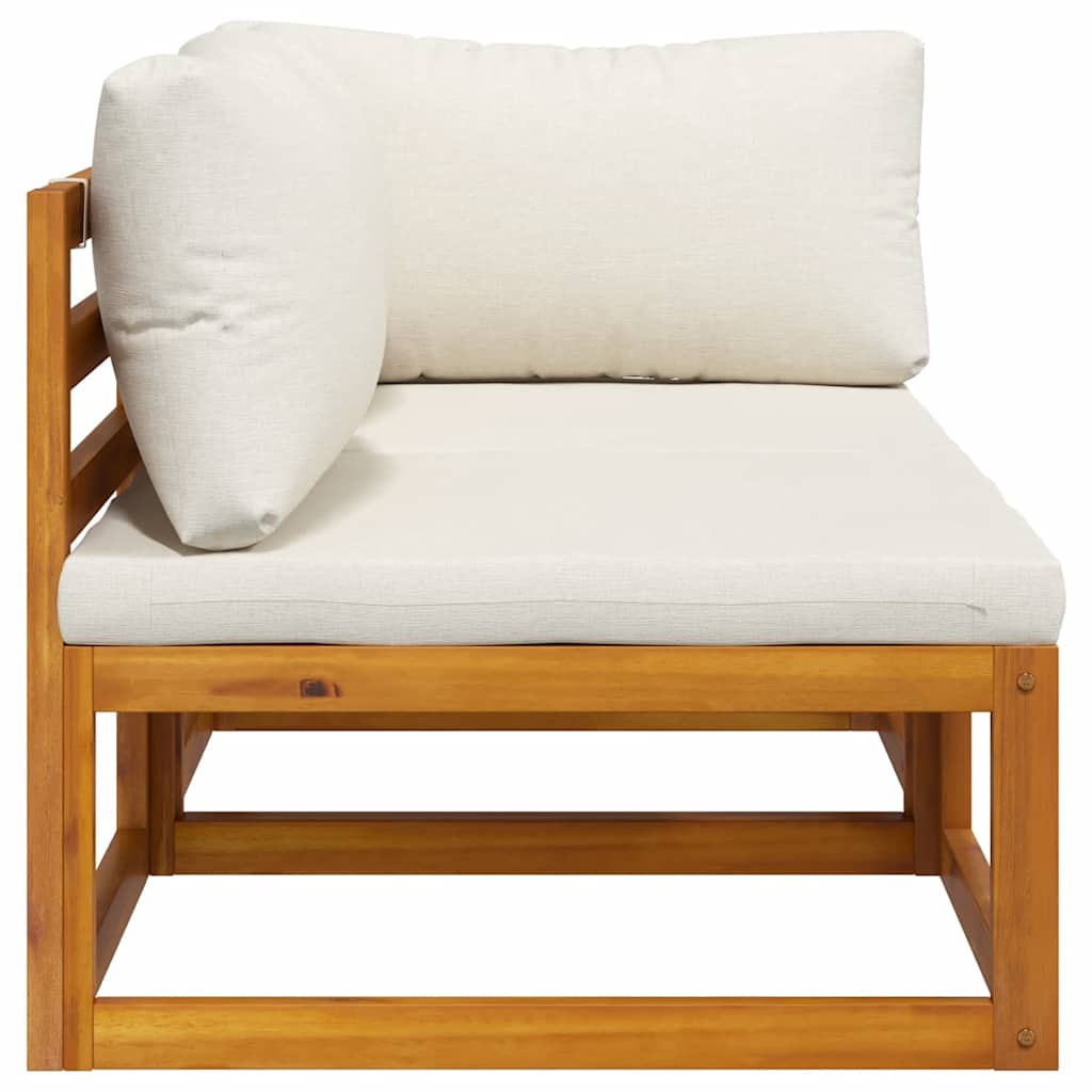 2 Piece Sofa Set with Cream White Cushions Solid Acacia Wood
