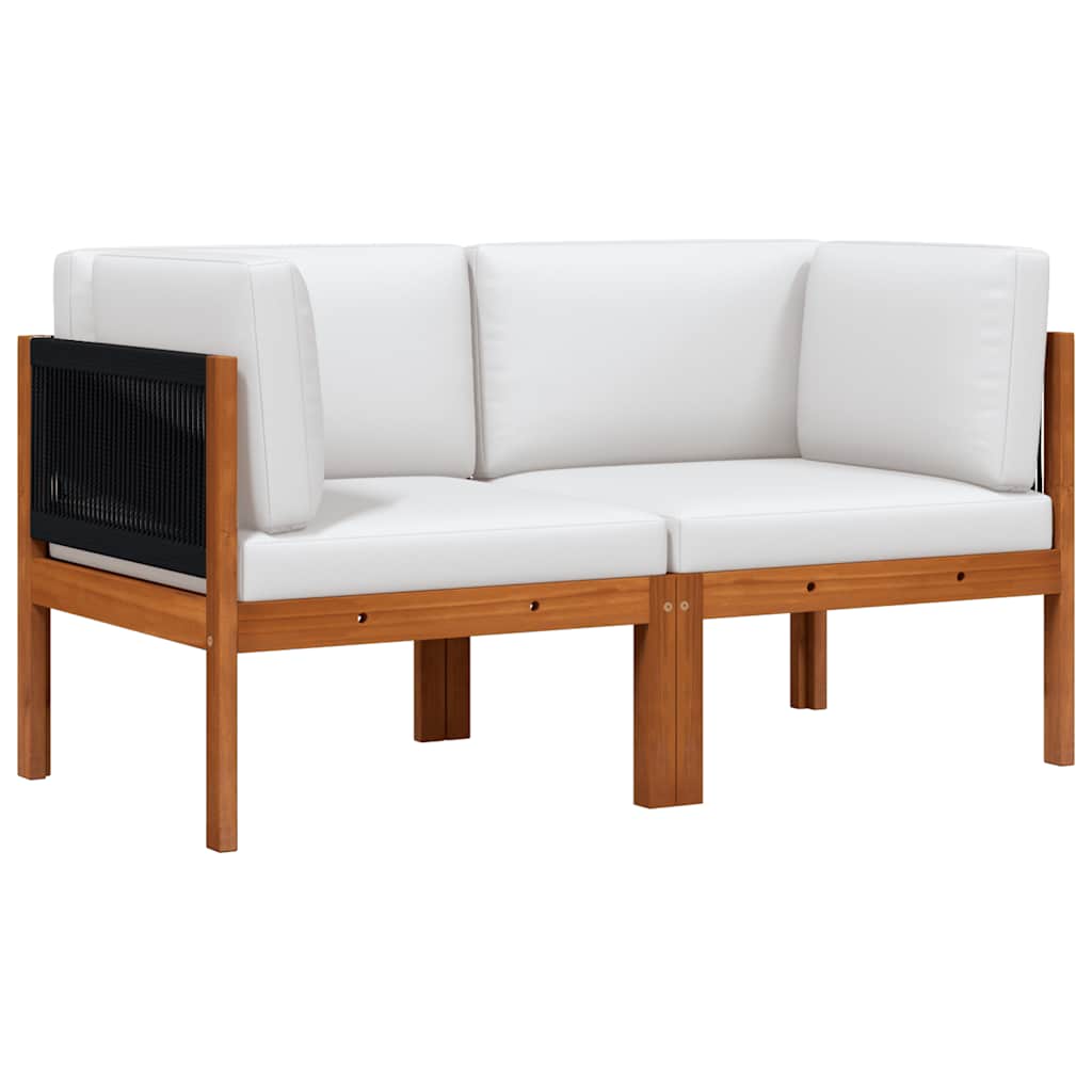 Garden Corner Sofas 2 pcs with Cushions Wood Acacia&Rope