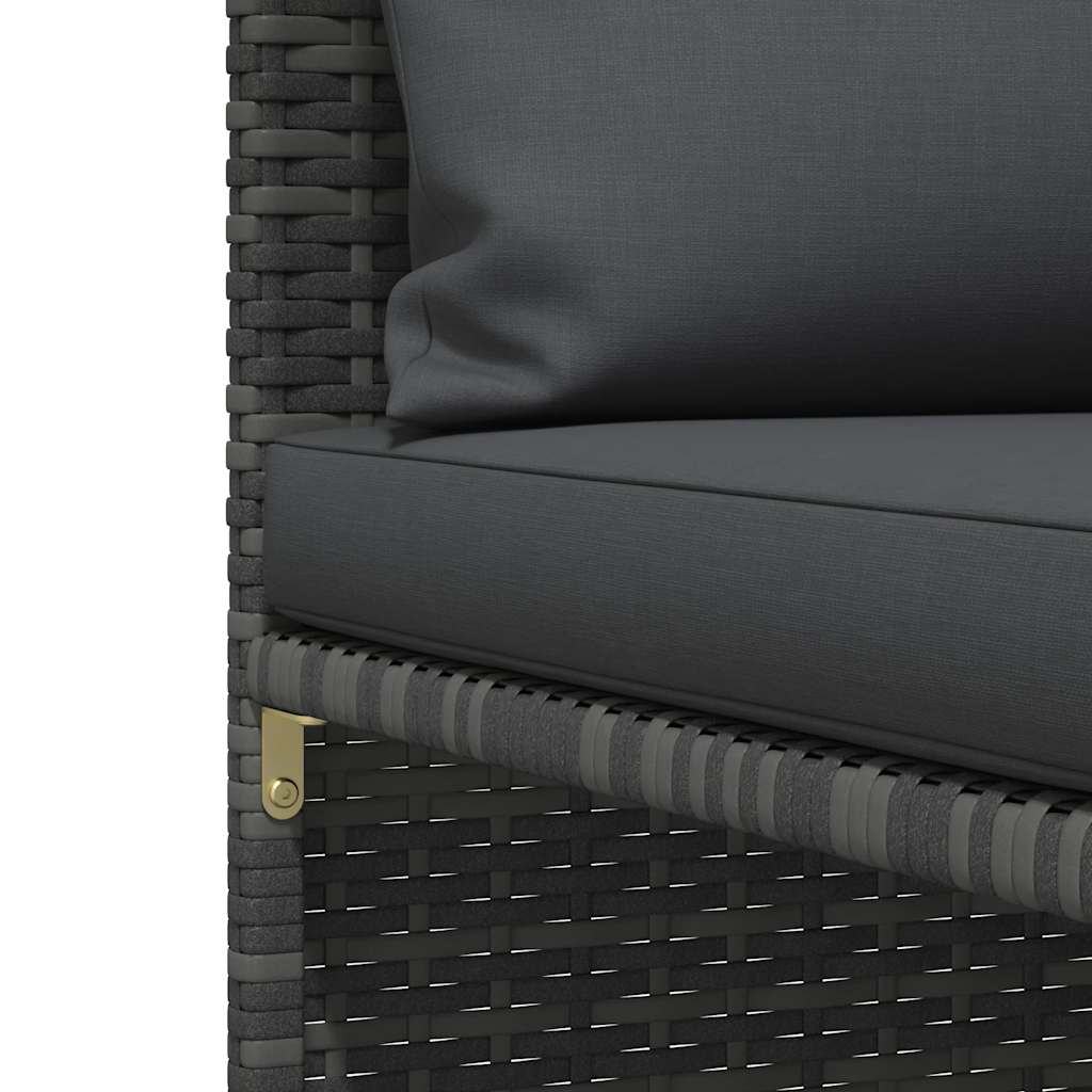 Sectional Corner Sofa with Cushions Grey Poly Rattan