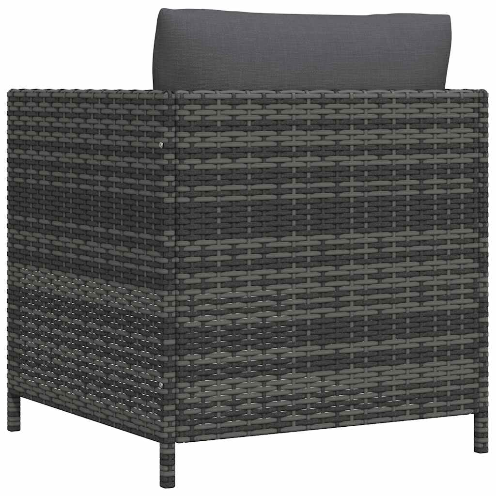 Garden Sofa with Cushions Grey Poly Rattan