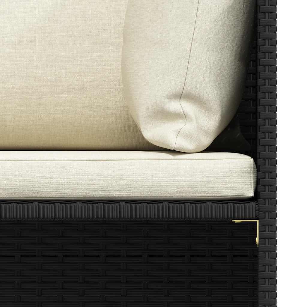 2 Piece Garden Sofa Set with Cushions Black Poly Rattan