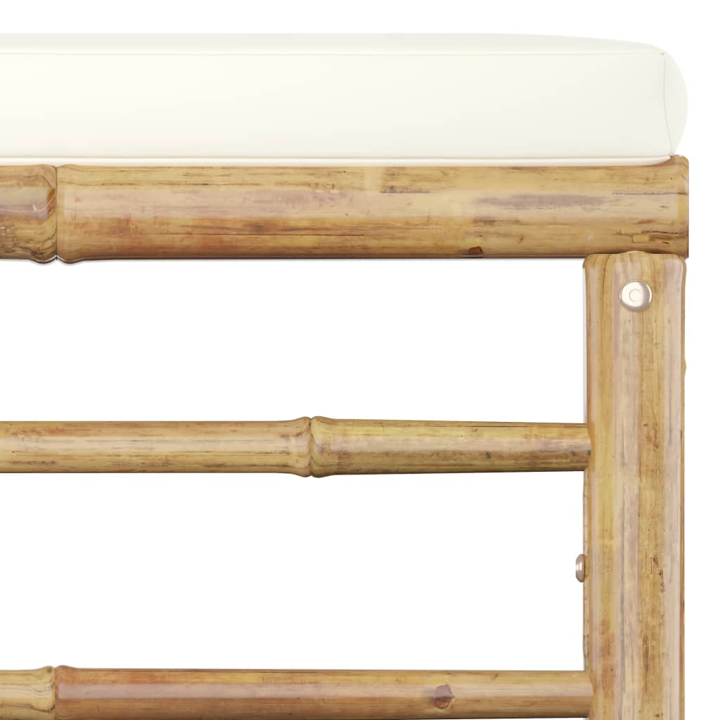 4 Piece Garden Lounge Set with Cream White Cushions Bamboo