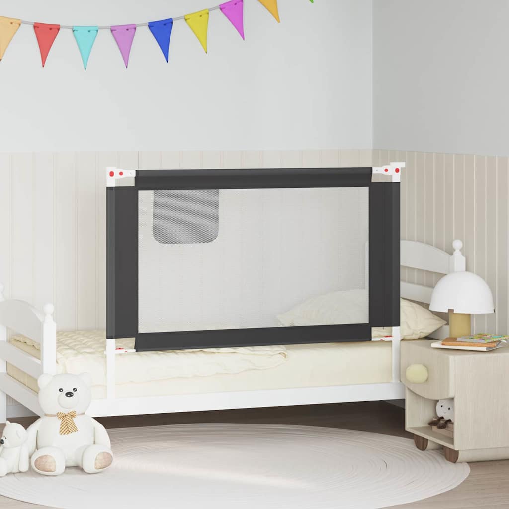Toddler Safety Bed Rail Dark Grey 120x25 cm Fabric