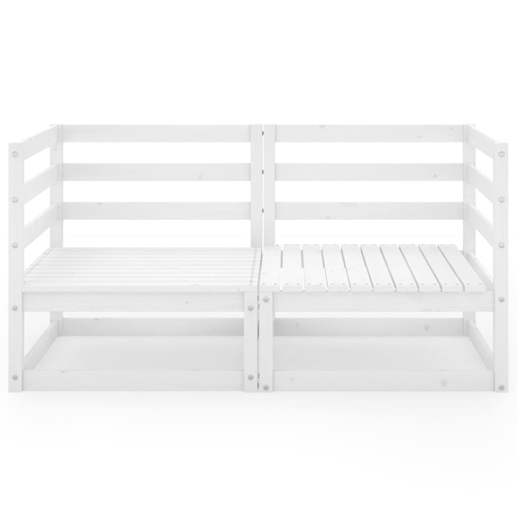 Garden 2-Seater Sofa White Solid Wood Pine