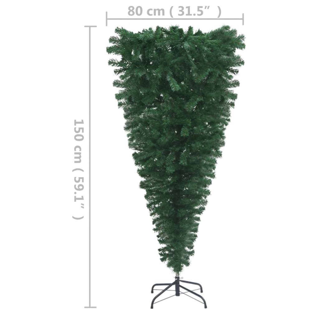 Upside-down Artificial Pre-lit Christmas Tree Green 150 cm