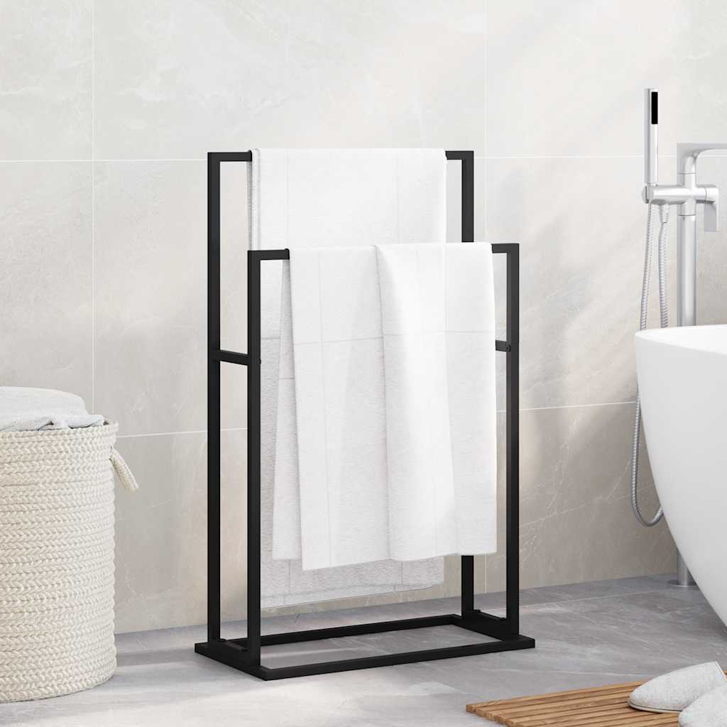 Freestanding Towel Rack Black 48x24x78.5 cm Iron