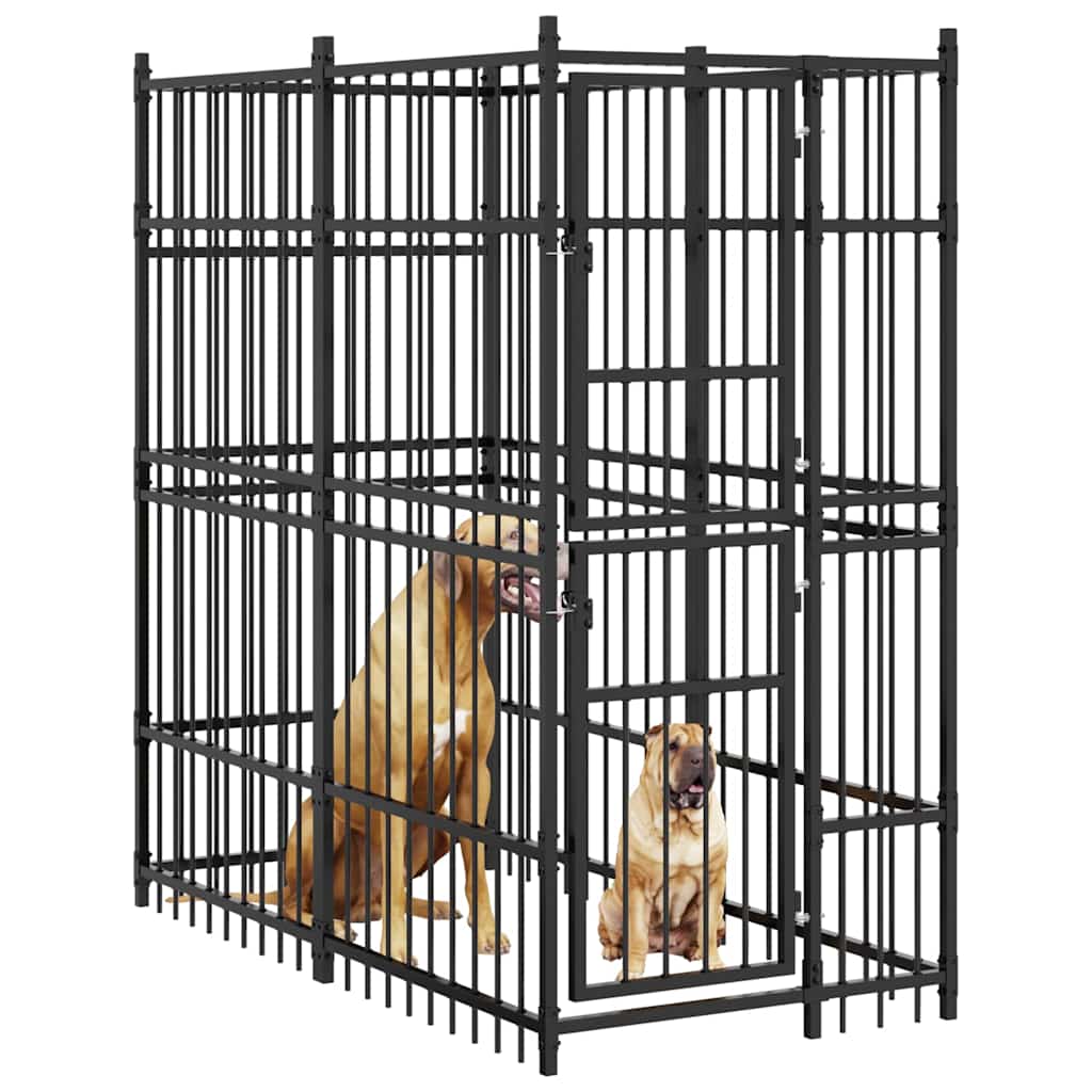 Outdoor Dog Kennel Steel 1.84 mÂ²