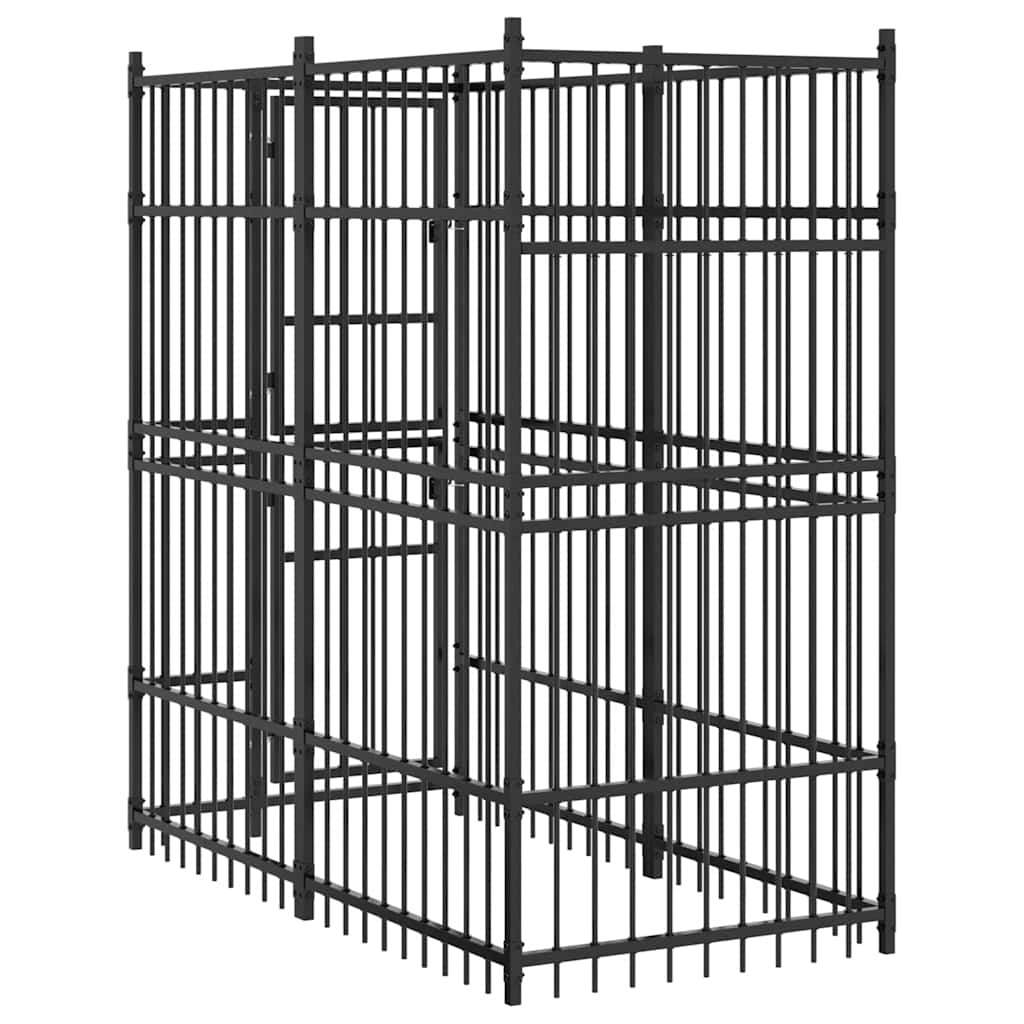 Outdoor Dog Kennel Steel 1.84 mÂ²
