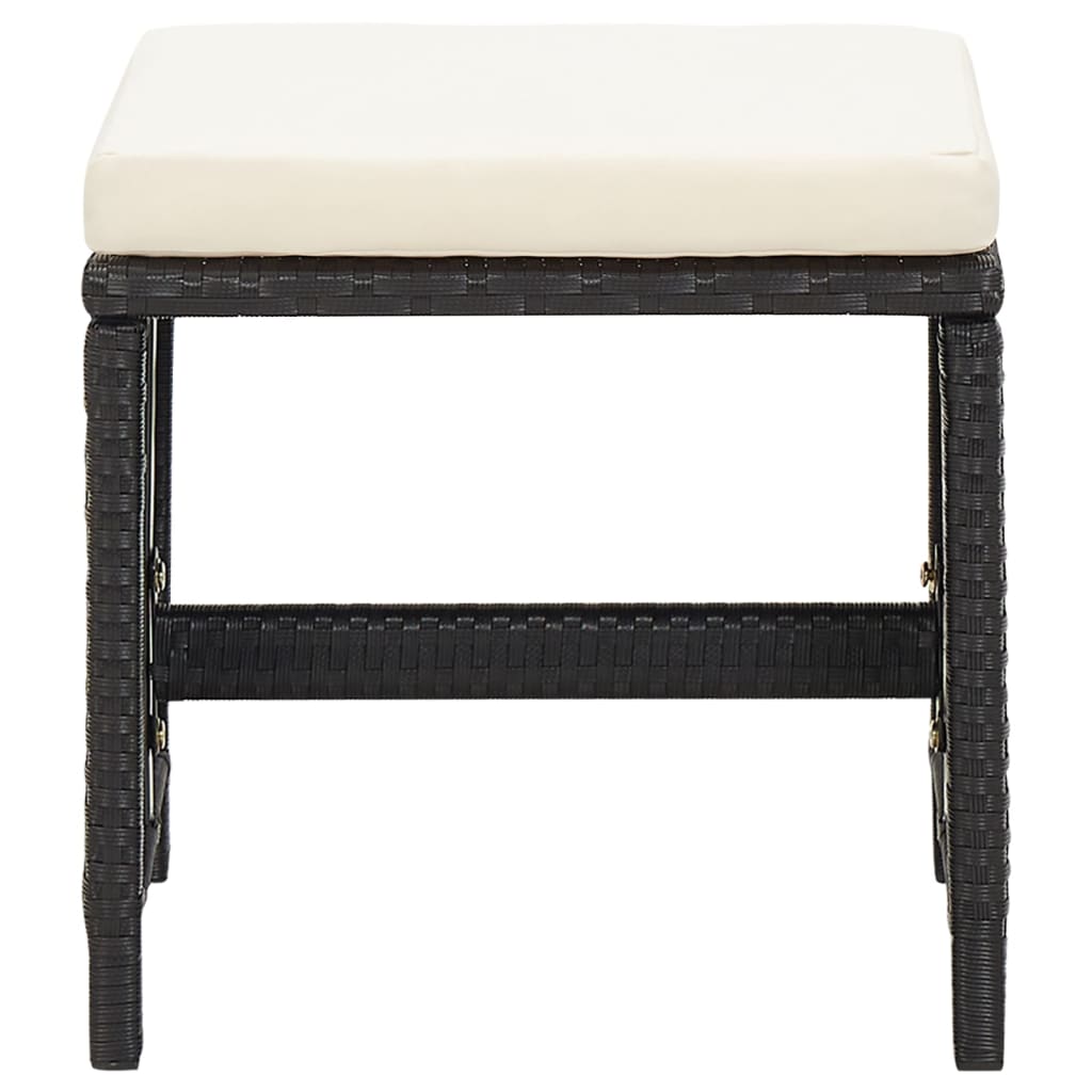 4 Piece Garden Chair and Stool Set Poly Rattan Black