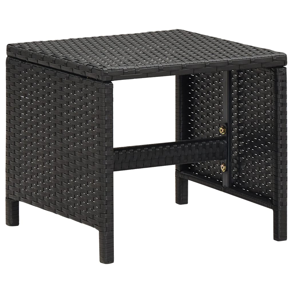 4 Piece Garden Chair and Stool Set Poly Rattan Black