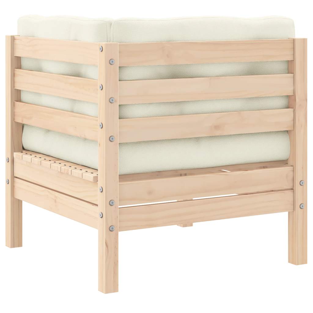 2-Seater Garden Sofa with Cream Cushions Solid Pinewood