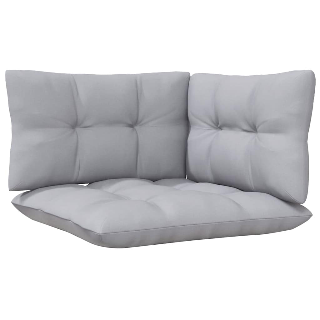 3 Piece Garden Lounge Set with Grey Cushions Solid Pinewood