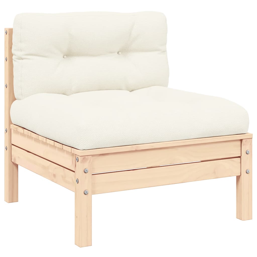 3 Piece Garden Lounge Set with Cream Cushions Solid Pinewood