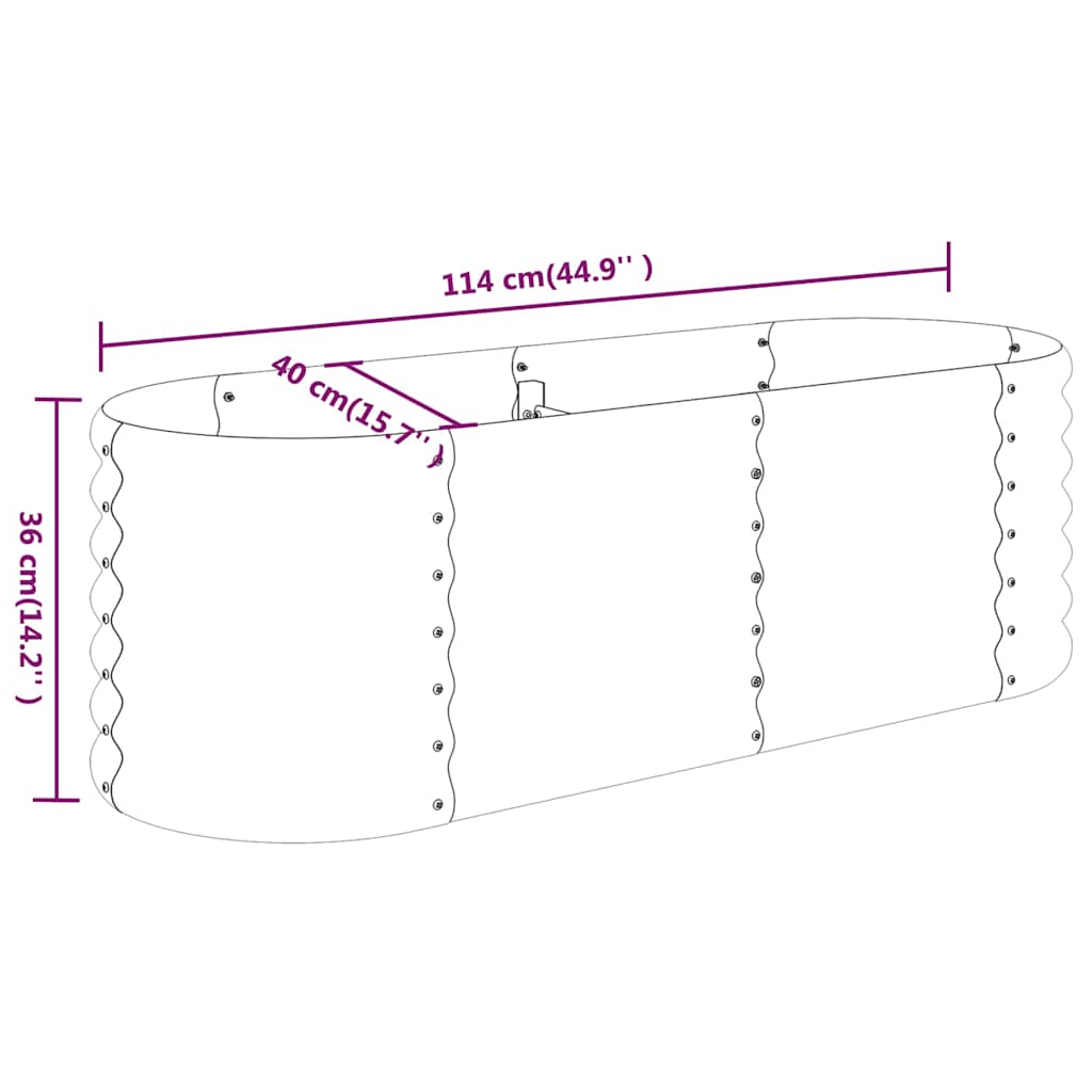Garden Raised Bed Galvanised Steel 114x40x36 cm Grey